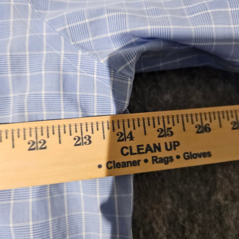 Brooks Brothers Mens 16.5 2/3 Blue Plaid Regular Fit Non Iron Button Down Shirt - Picture 5 of 7